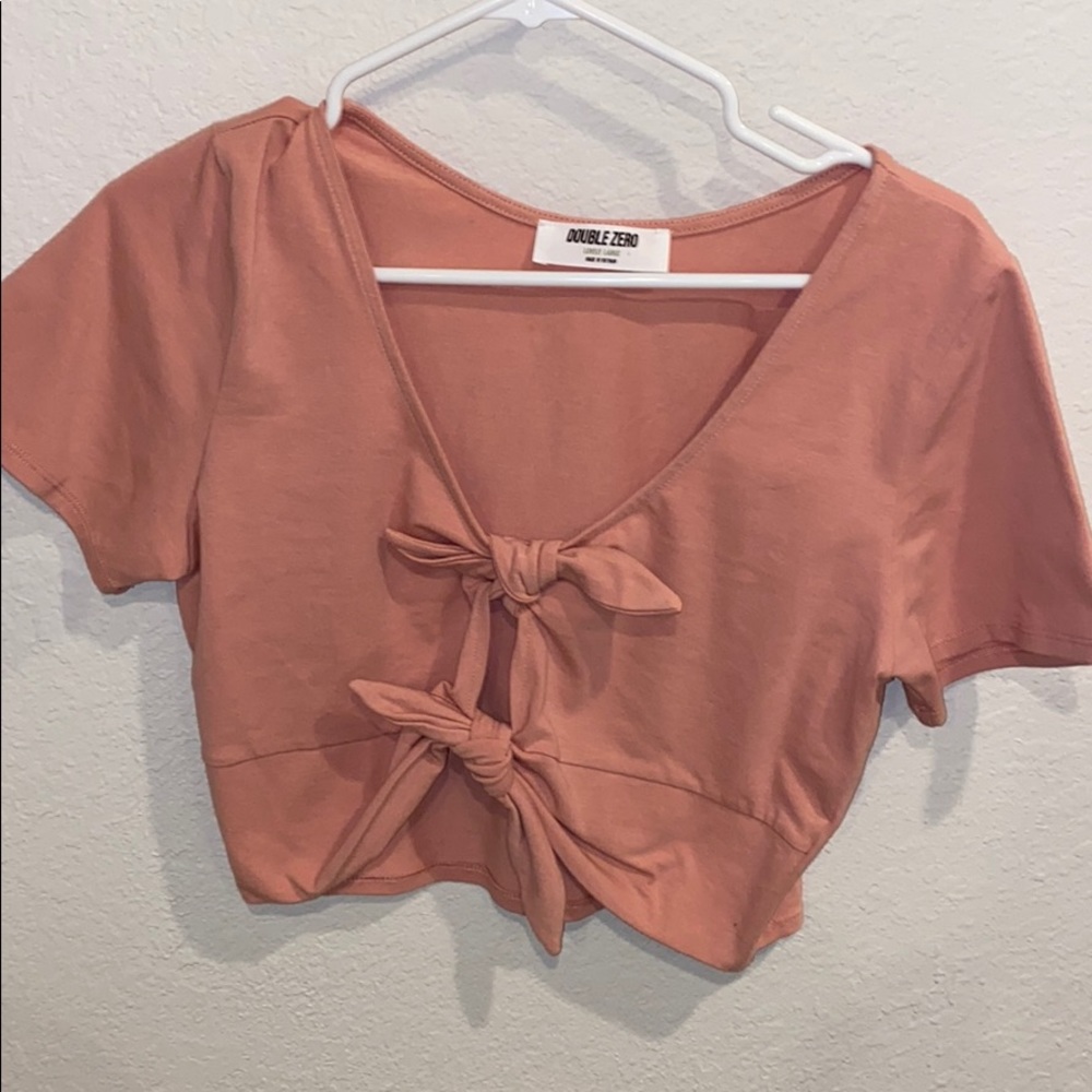 pink tied crop top